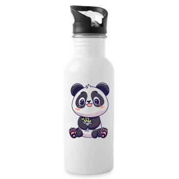 Cute Panda - Water bottle with straw - white - Right