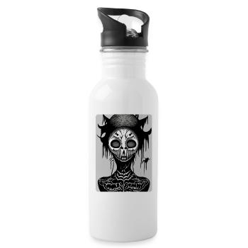 Visage masqué effrayant du crâne noir et blanc - Gourde avec paille intégrée - blanc - Droite