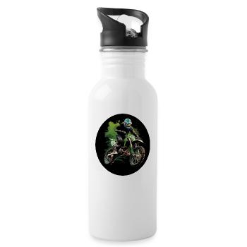 Motorcross Splatter - Trinkflasche mit integriertem Trinkhalm - Weiß - Rechts