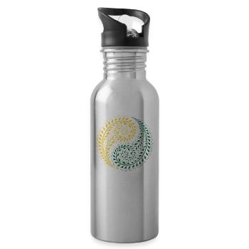 Jing Jang Gelb Grün - Trinkflasche mit integriertem Trinkhalm - Lightsilver - Rechts