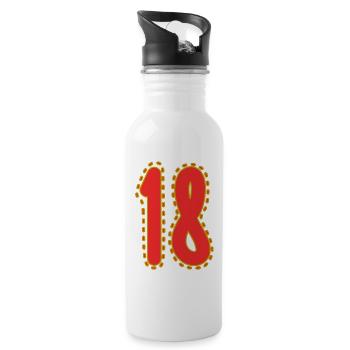 18. 18 YEARS OLD. 18th ANNIVERSARY. 18 BIRTHDAY. - Water bottle with straw - white - Right