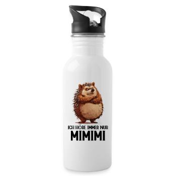 Hedgehog Animal Forest Nature I always listen to Mimimi - Water bottle with straw - white - Right