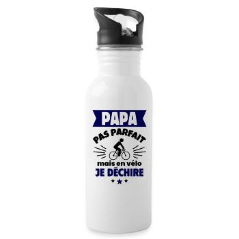 Papa pas parfait, mais en vélo je déchire - Gourde avec paille intégrée - blanc - Droite