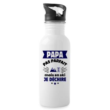 Papa pas parfait, mais en ski je déchire - Gourde avec paille intégrée - blanc - Droite