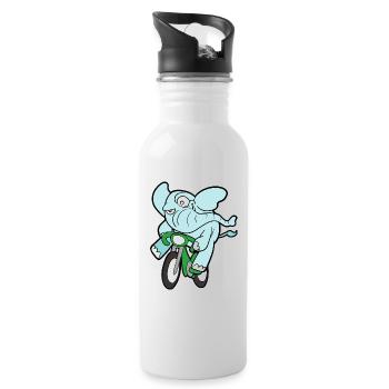 Cute Funny Cool Elephant Elephant - Water bottle with straw - white - Right