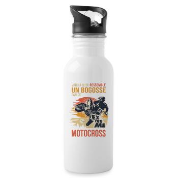 moto bogosse fan de motocross drôle motard biler - Gourde avec paille intégrée - blanc - Droite