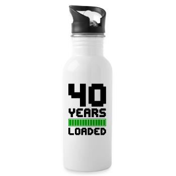 40 Years Loaded 40. Geburtstag - Trinkflasche mit integriertem Trinkhalm - Weiß - Rechts