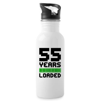 55 Years Loaded 55th Birthday - Water bottle with straw - white - Right
