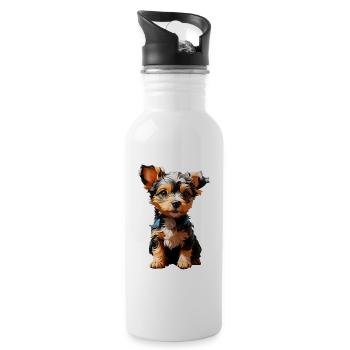 Terrier mignon - Gourde avec paille intégrée - blanc - Droite