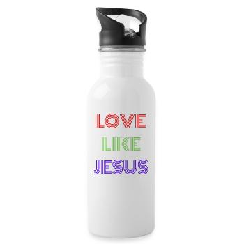 Love Like Jesus - Trinkflasche mit integriertem Trinkhalm - Weiß - Rechts