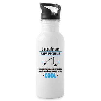 Je suis un papa pêcheur, fête des pères, noël - Gourde avec paille intégrée - blanc - Droite
