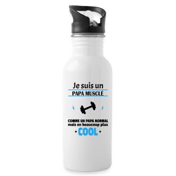 Je suis un papa musclé, fête des pères, noël - Gourde avec paille intégrée - blanc - Droite