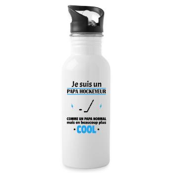 Je suis un papa hockeyeur, fête des pères, noël - Gourde avec paille intégrée - blanc - Droite