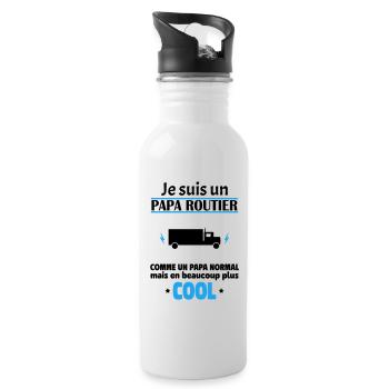 Je suis un papa routier, fête des pères, noël - Gourde avec paille intégrée - blanc - Droite