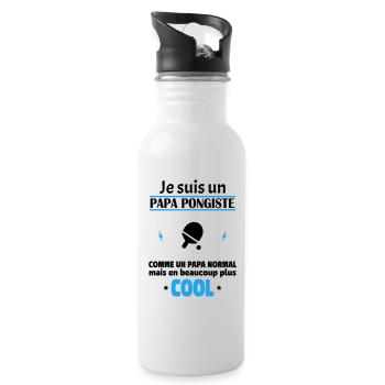 Je suis un papa pongiste, fête des pères - Gourde avec paille intégrée - blanc - Droite