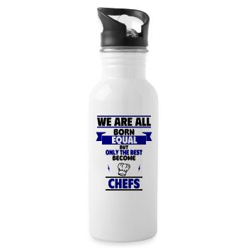 We are all born equal, but only best become chefs - Trinkflasche mit integriertem Trinkhalm - Weiß - Rechts