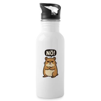 Statement Hamster Nope Just No No Don't Want to - Water bottle with straw - white - Right