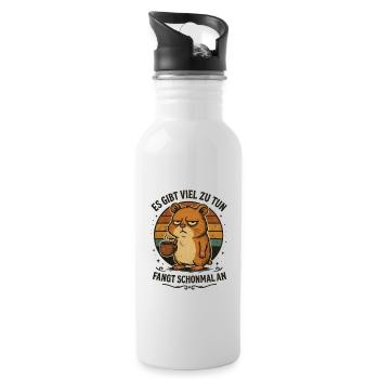 Funny hamster coffee bad mood - Water bottle with straw - white - Right