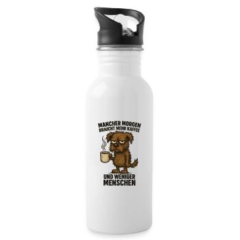 Morgenmuffel mehr Kaffee Büro - Trinkflasche mit integriertem Trinkhalm - Weiß - Rechts