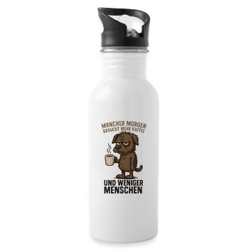 Mehr Kaffee weniger ich hasse Menschen - Trinkflasche mit integriertem Trinkhalm - Weiß - Rechts