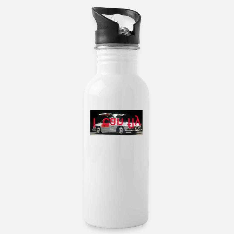 sls - I can fly - Trinkflasche mit integriertem Trinkhalm - Weiß