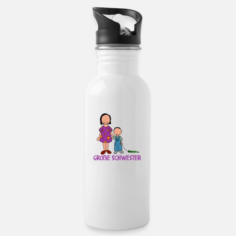 Große Schwester - Trinkflasche mit integriertem Trinkhalm - Weiß