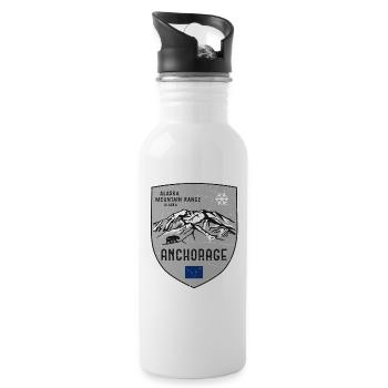 Alaska St. Elias USA Coat of Arms - Water bottle with straw - white - Right