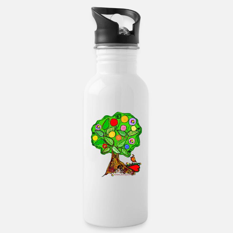 Arbre de vie - Gourde avec paille intégrée - blanc