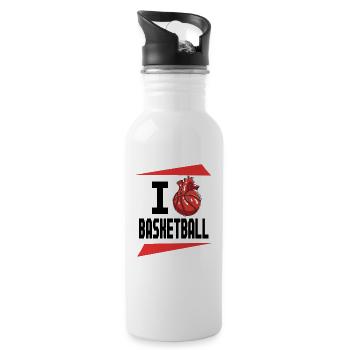 Ich Liebe Basketball Basketballer Geschenkidee - Trinkflasche mit integriertem Trinkhalm - Weiß - Rechts