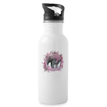 babyelefant,elefant,graffiti,rosa,malerei - Trinkflasche mit integriertem Trinkhalm - Weiß - Rechts