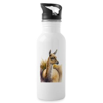 Alpaka Aquarell - Trinkflasche mit integriertem Trinkhalm - Weiß - Rechts