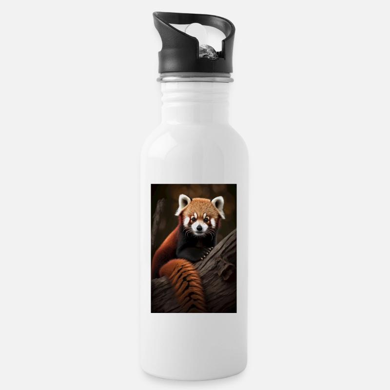 Panda roux mignon - Gourde avec paille intégrée - blanc
