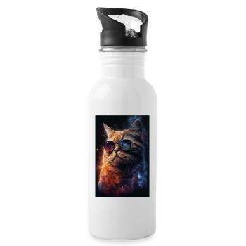 Cat Space Galaxy Space Cool Lunettes de soleil - Gourde avec paille intégrée - blanc - Droite