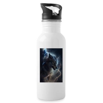 Wolf Blitz Thunder Epic Cool Epic Wolves - Water bottle with straw - white - Right