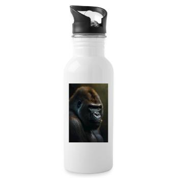 Gorilla Monkey Cool - Water bottle with straw - white - Right