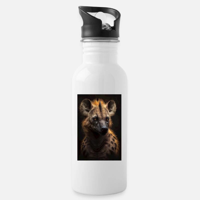 Hyäne Tier Afrika - Trinkflasche mit integriertem Trinkhalm - Weiß