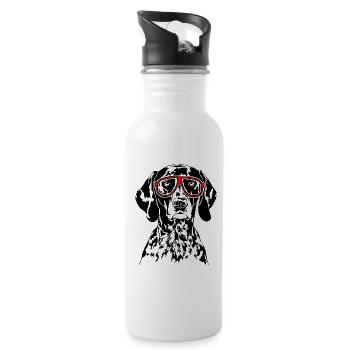 Deutsch Kurzhaar Brille Hunde Hund Wilsigns - Trinkflasche mit integriertem Trinkhalm - Weiß - Rechts