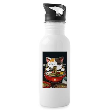 Cat Japonais Ramen Otaku Anime - Gourde avec paille intégrée - blanc - Droite