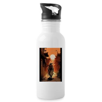 Temple japonais du guerrier samouraï Sun City - Gourde avec paille intégrée - blanc - Droite