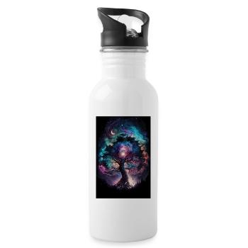 Baum Galaxy Sterne Mystisch Fantasie Polarlicht - Trinkflasche mit integriertem Trinkhalm - Weiß - Rechts