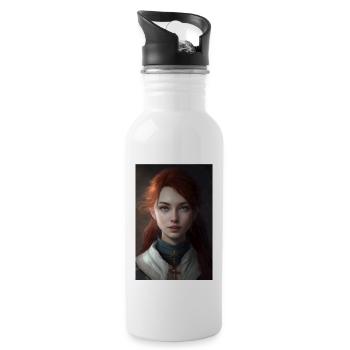 Anime Girl Anime Girl Waifu Otaku Beautiful - Water bottle with straw - white - Right