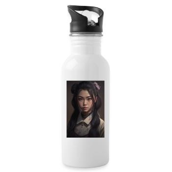 Anime Girl Anime Girl Waifu Otaku Beautiful - Water bottle with straw - white - Right