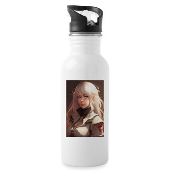 Anime Girl Anime Girl Waifu Otaku Beautiful - Water bottle with straw - white - Right