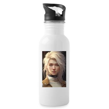 Anime Girl Anime Girl Waifu Otaku Beautiful - Water bottle with straw - white - Right