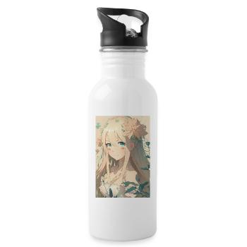 Anime Girl Anime Girl Waifu Otaku Beautiful - Water bottle with straw - white - Right