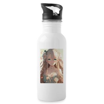 Anime Girl Anime Girl Waifu Otaku Beautiful - Water bottle with straw - white - Right