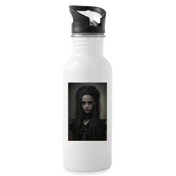 Gothic Mädchen Goth Girl - Water bottle with straw - white - Right