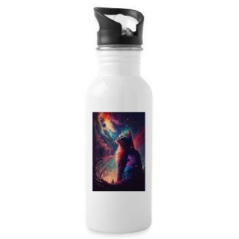 Wonderland Cosmos Cat Night Sky Space - Water bottle with straw - white - Right