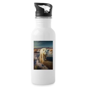Eisbär Wüste Klima Klimaerwärmung Klimaschutz - Trinkflasche mit integriertem Trinkhalm - Weiß - Rechts