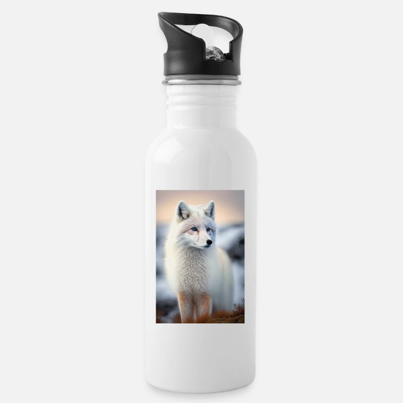 Polarfuchs - Trinkflasche mit integriertem Trinkhalm - Weiß